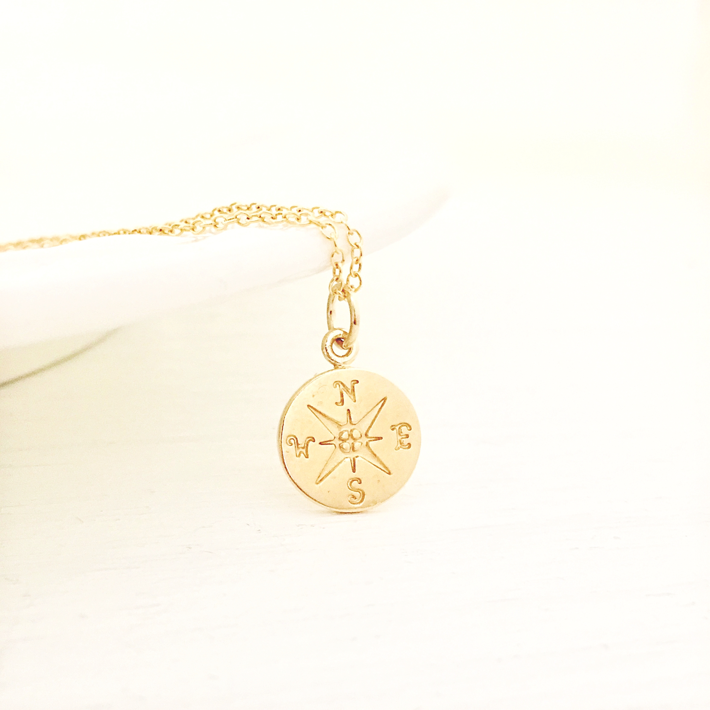 Gold Compass Necklace — JustJaynes - Sterling Silver Jewelry